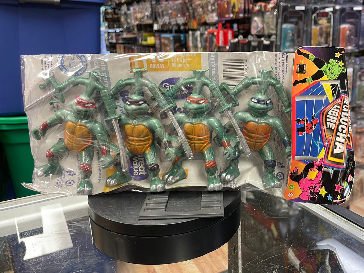 Lucha Libre Ninja Turtle Mexican 4 Pack (Vintage TMNT Ninja Turtles, Playmates) Sealed product image 1, provided for visual