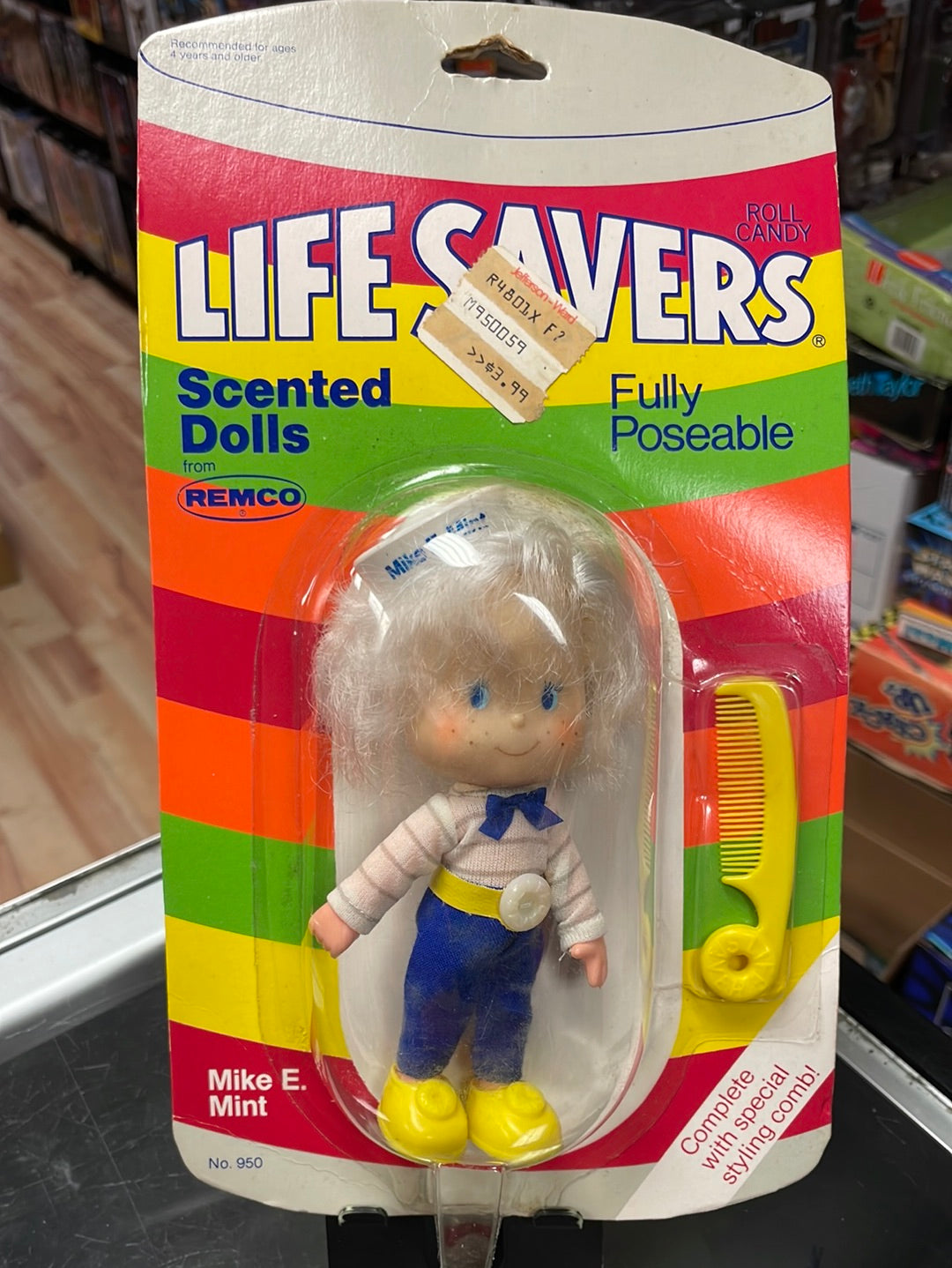 Mike E Mint 950 Scented Doll (Vintage Life Savers, Remco) Sealed product image 1, provided for visual reference and product