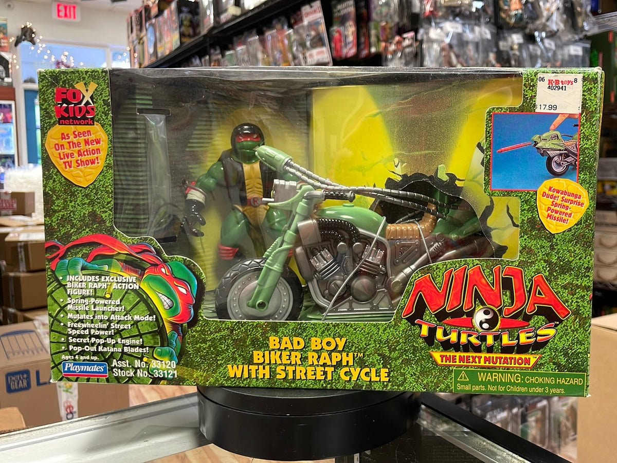 Bad Boy Biker Raphael with Street Cycle SEALED (Vintage TMNT Ninja Turtles, Playmates) product image 1, provided for visual