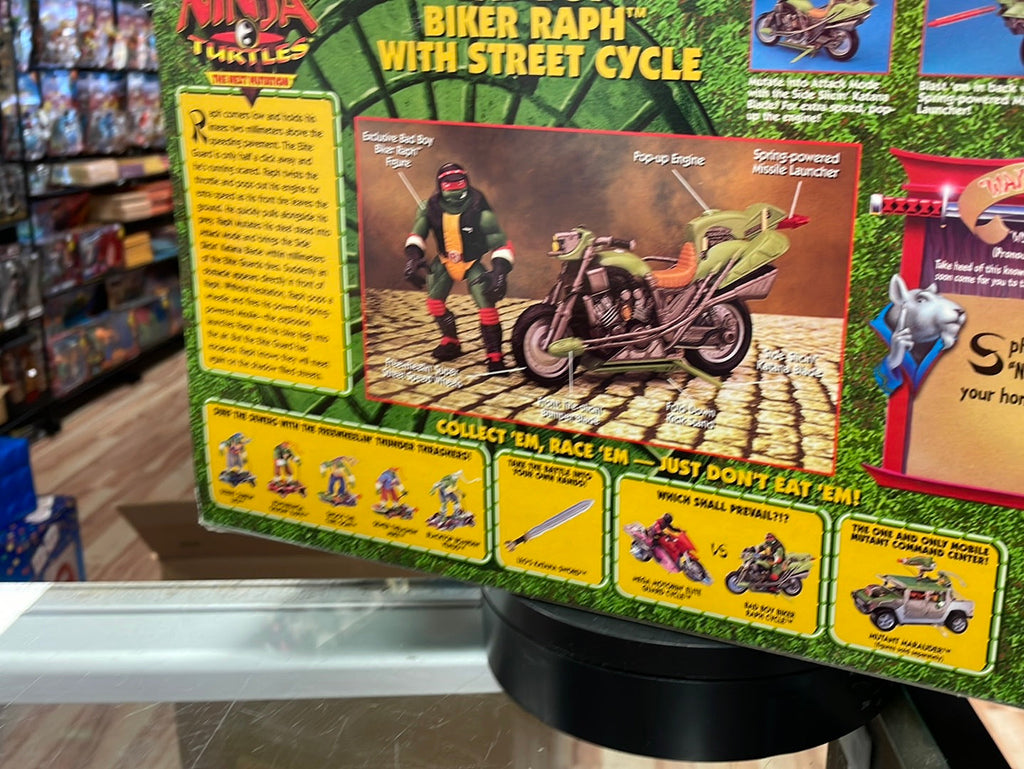 Bad Boy Biker Raphael with Street Cycle SEALED (Vintage TMNT Ninja Turtles, Playmates) product image 14, provided for visual