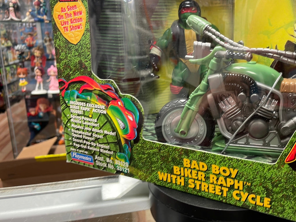 Bad Boy Biker Raphael with Street Cycle SEALED (Vintage TMNT Ninja Turtles, Playmates) product image 7, provided for visual