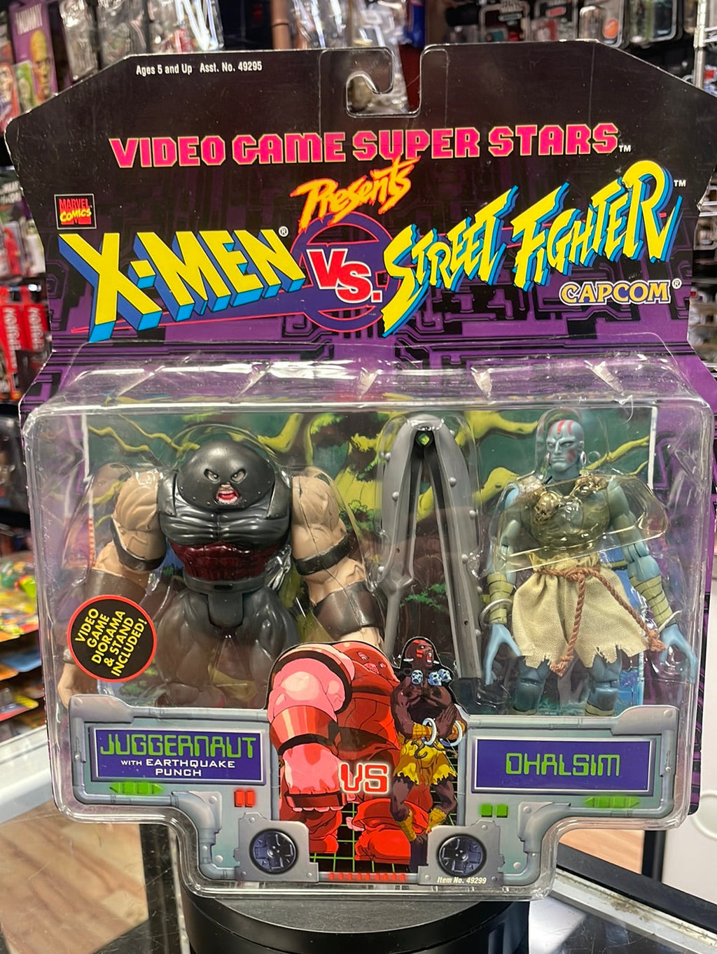 Juggernaut vs Dhalsim Variant (X-Men vs Street Fighter, Toybiz) SEALED product image 1, provided for visual reference and